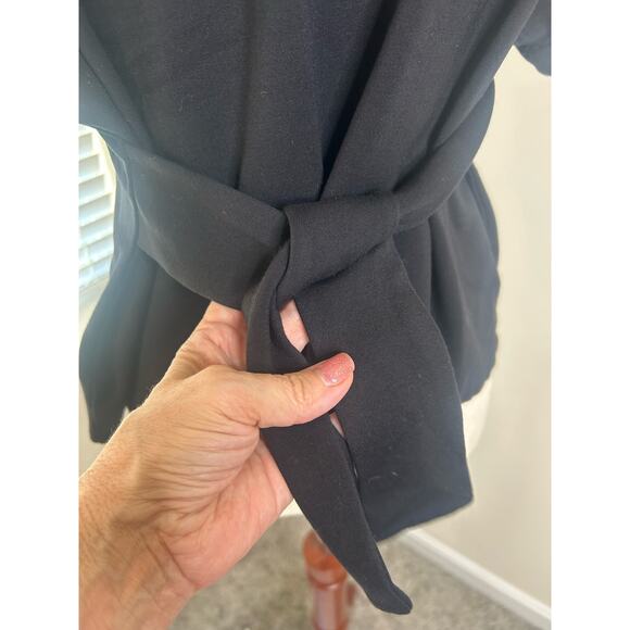 Express Size Small/Petite Black Tie-Back Tee short, cuffed sleeves - Picture 3 of 7